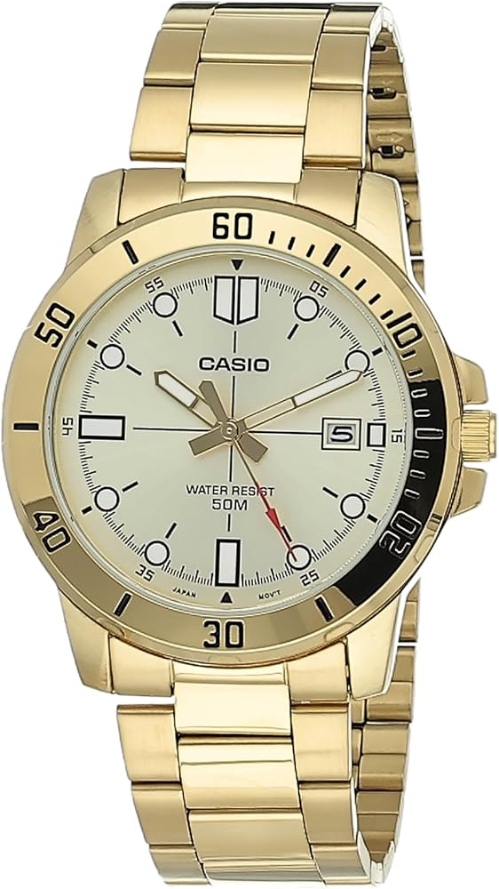 Casio MTP-VD01G-9EV Men's Enticer Gold Tone Stainless Steel Gold Dial Casual Analog Sporty Watch