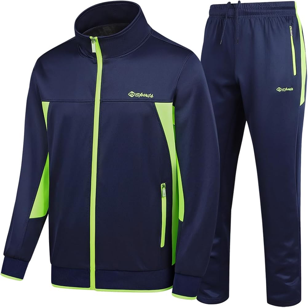 Men's Casual Tracksuit Long Sleeve Sweatsuit Athletic Set Full Zip Running Jogging Sports Jacket and Pants