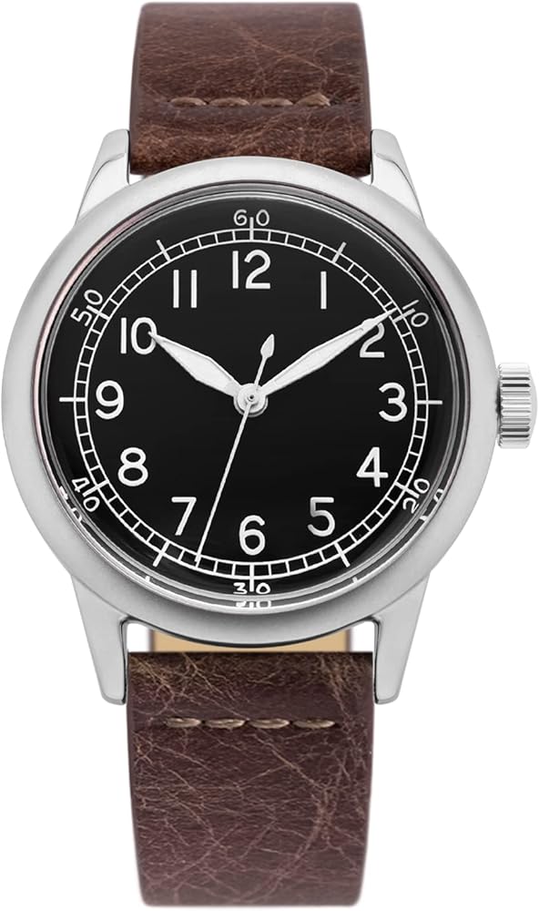 A-11 Spec 2 Vintage Military Field Watch, 30mm or 42mm Stainless Steel Case with Leather/Canvas/Nylon Strap, Men's Tactical Wrist Watch Suitable for Work and Outdoor Use with 2-Year Warranty