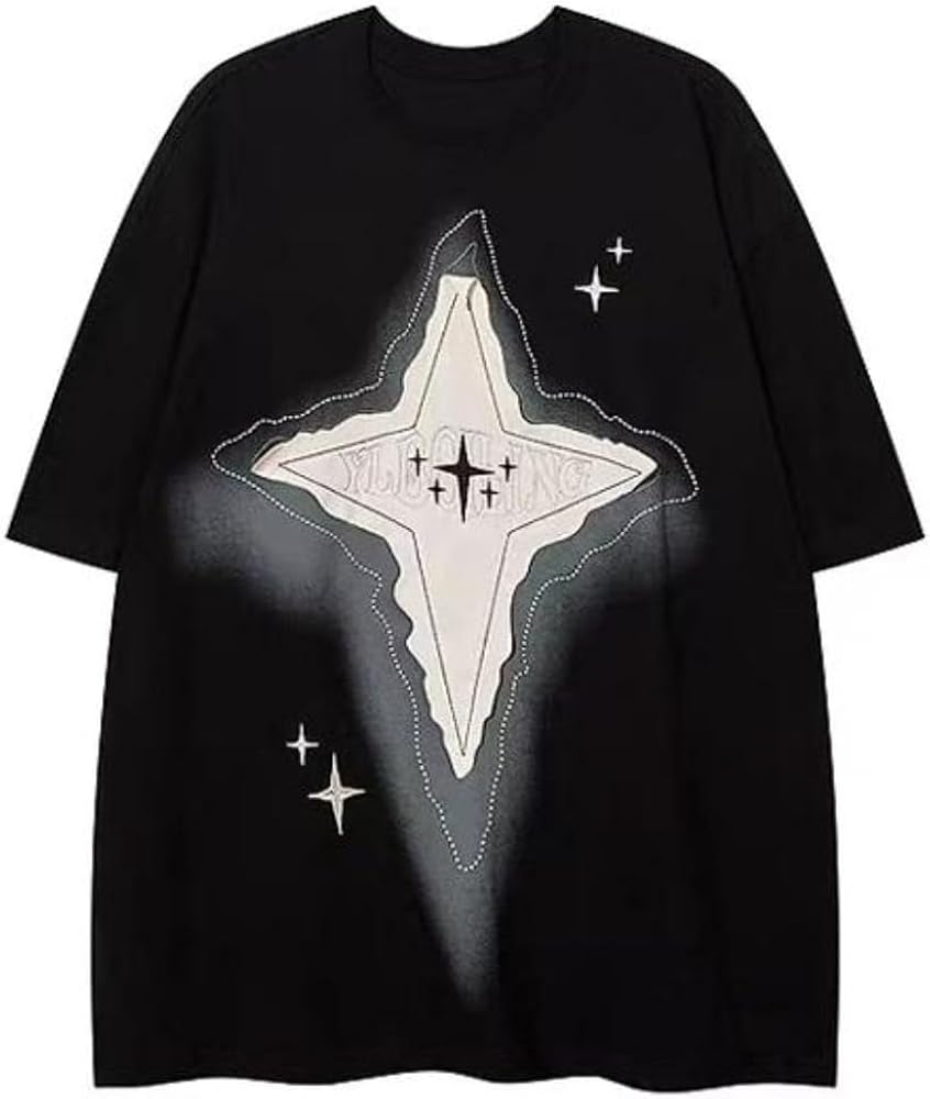 Y2K 90s Star Shirt Star Top Vintage Oversize Shirts Graphic Tees Mens Womens Y2k Tops Casual Unisex Streetwear