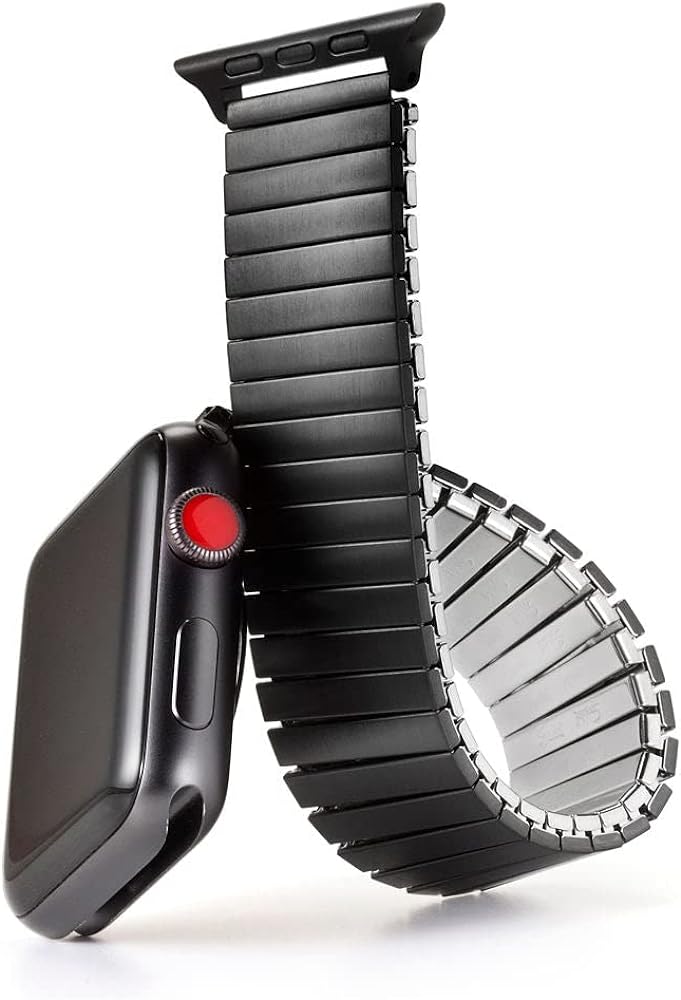 Speidel Twist-O-Flex Expansion band in IP Black compatible for use with the 42/44/45 Apple Watch Series 1, 2, 3, 4,5, 6, 7, 8, 9 in Size 10