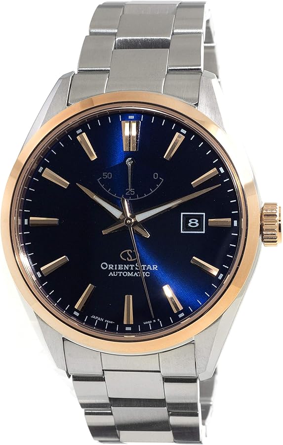 Orient Star Power Reserve Basic Date Limited Edition Rose Gold Blue Dial Sapphire Glass Watch RE-AU0406L