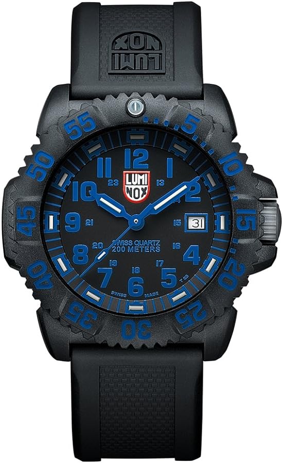 Luminox Mens Watch Evo Navy Seals Colormark Black Blue (XS.3053 Series) - 200 Meter Water Resistant Day Date Indication Lightweight Carbon Case