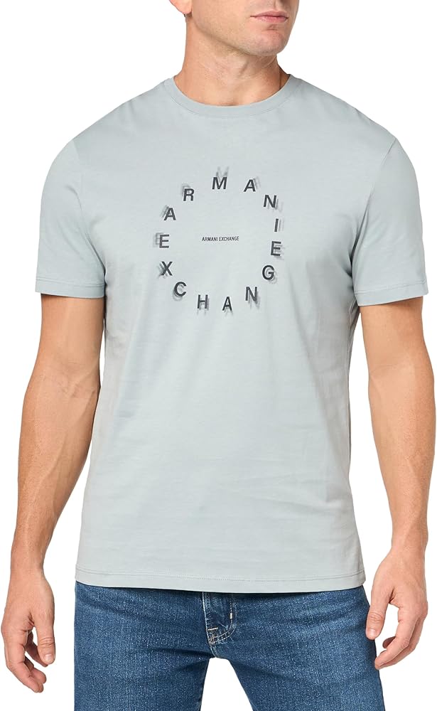 A | X ARMANI EXCHANGE Men's Regular Fit Cotton Circle Letter Logo Tee, Quarry