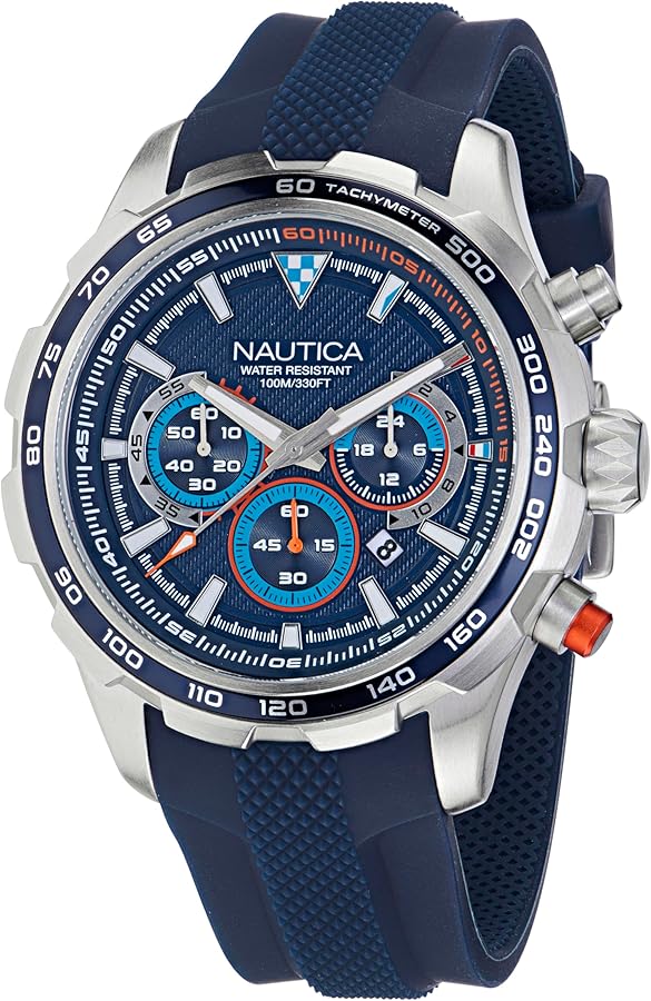 Nautica Men's NAPNSF303 NST Chrono Blue Silicone Strap Watch