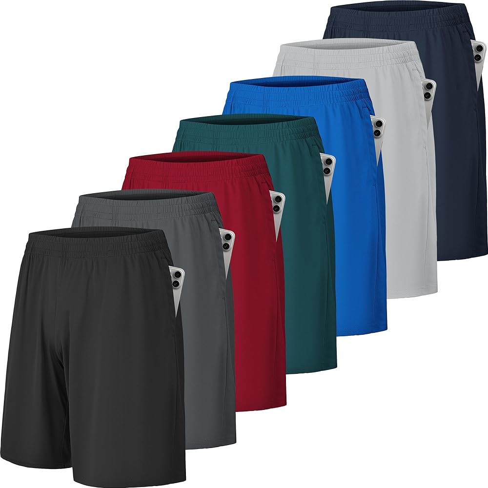 CE' CERDR Mens Athletic Workout Shorts with Pockets and Elastic Waistband Quick Dry Activewear