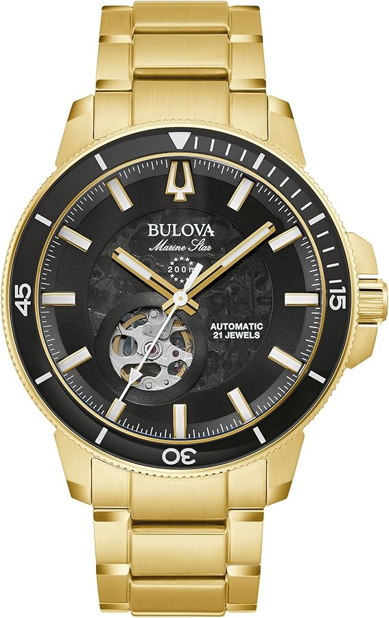 Bulova Men's Marine Star 'Series C' Automatic Stainless Steel 3-Hand Watch, Exhibition Case, Rotating Bezel