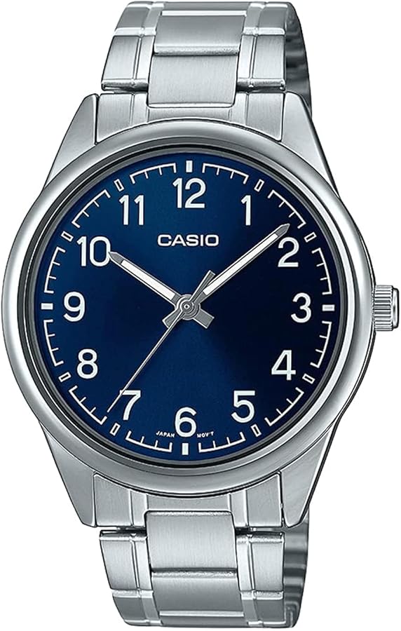 Casio Analog Blue Dial Men's Watch - MTP-V005D-2B4UDF, Silver, Bracelet