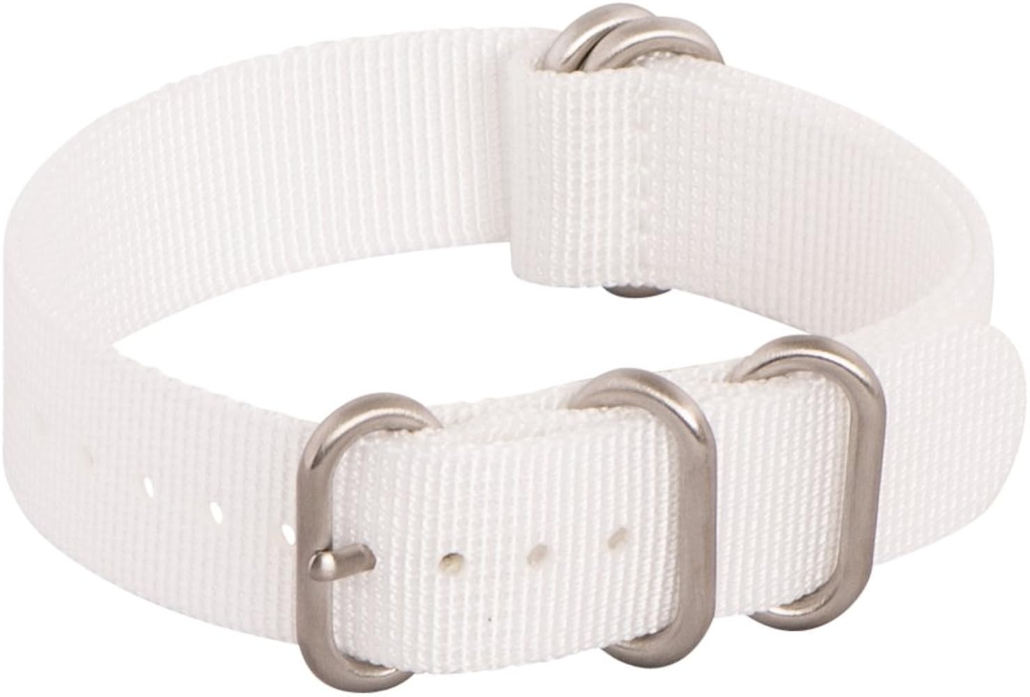 Clockwork Synergy - XL 5 Ring Heavy NATO Watch Band Straps - White - 20mm for Men Women