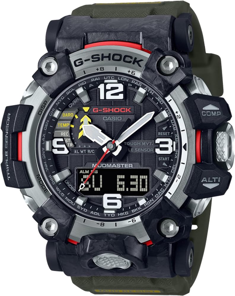 G-Shock Men New Thinner Carbon Mudmaster Watch, Solar Green