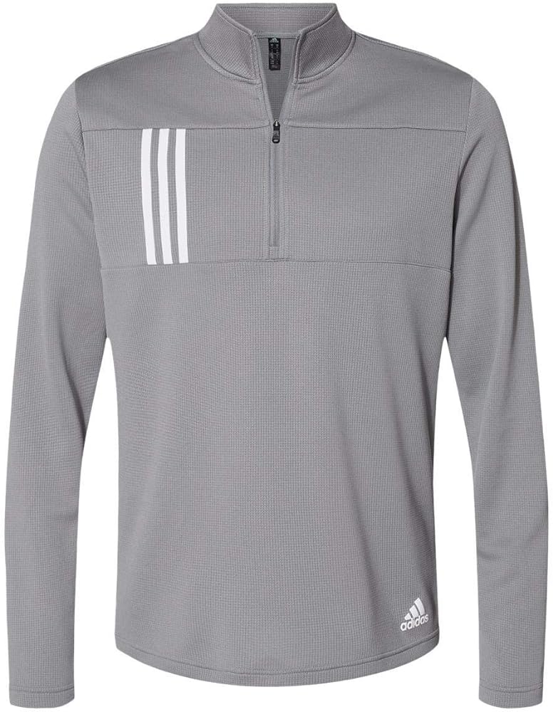 adidas - 3-Stripes Double Knit Quarter-Zip Pullover - A482-3XL - Grey Three/White