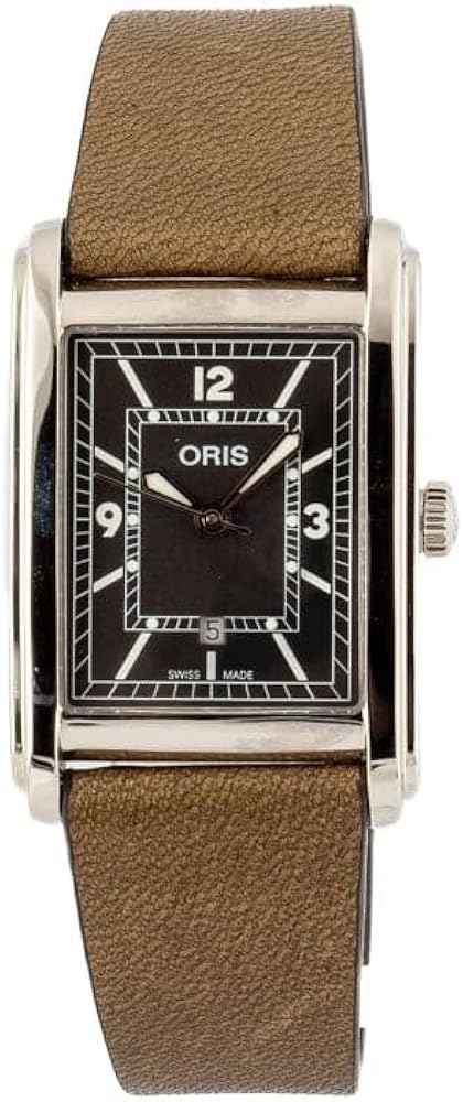 Oris Rectangular Green Dial & Leather Strap - Model Number: 01 561 7783 4063-07 5 19 16