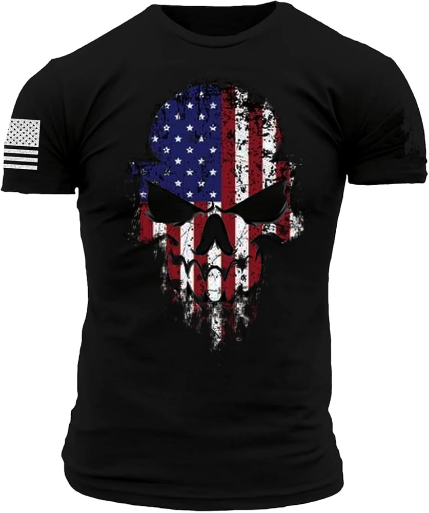 Men's American Flag Short Long Sleeve T-Shirt