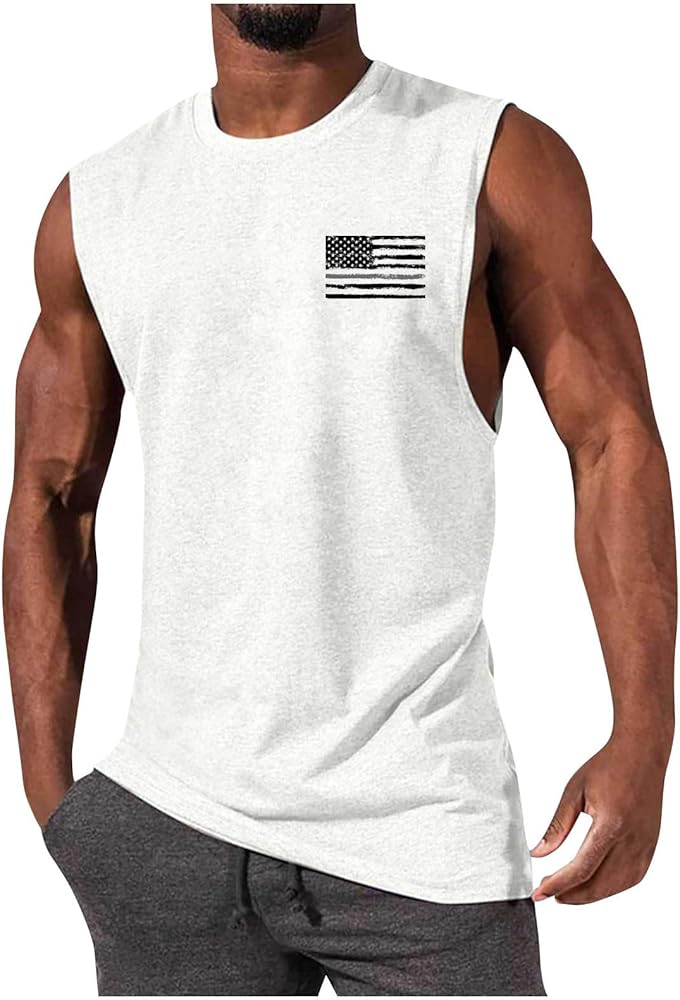 Patriotic Tanks for Men 2024 Funny American Flag Tank Tops Workout Sport Hawaiian Beach Casual Outfits