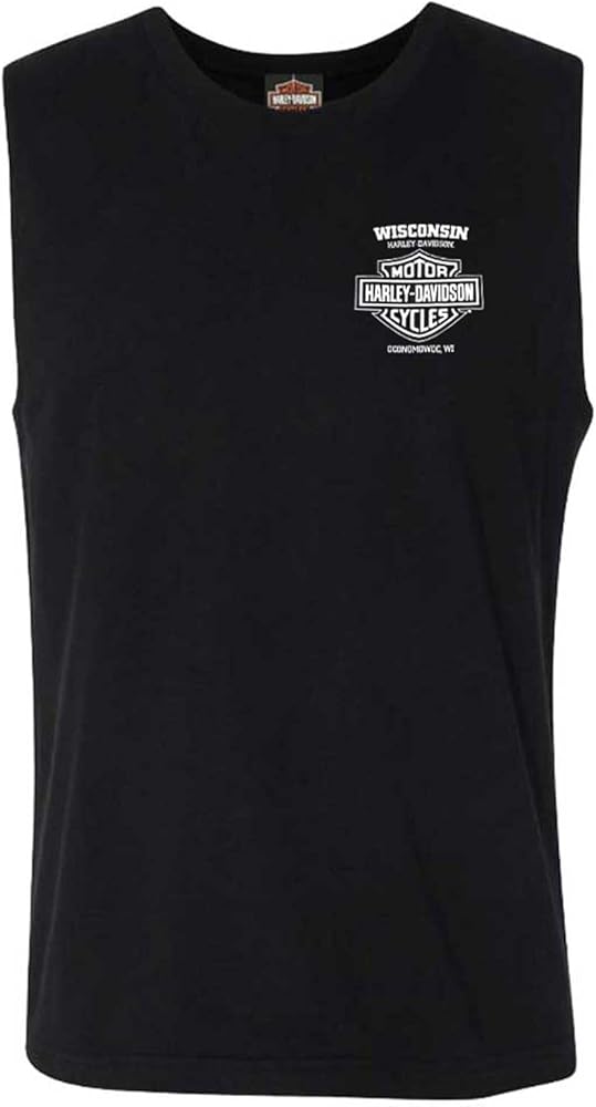 Harley-Davidson Men's Lightning Crest Sleeveless Cotton Muscle Shirt, Black