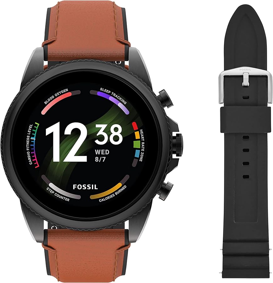 Fossil Gen 6 Smartwatch (Model: FTW4062V) Unisex 22mm Silicone Interchangeable Watch Band Strap, Color: Black (Model: S221304)