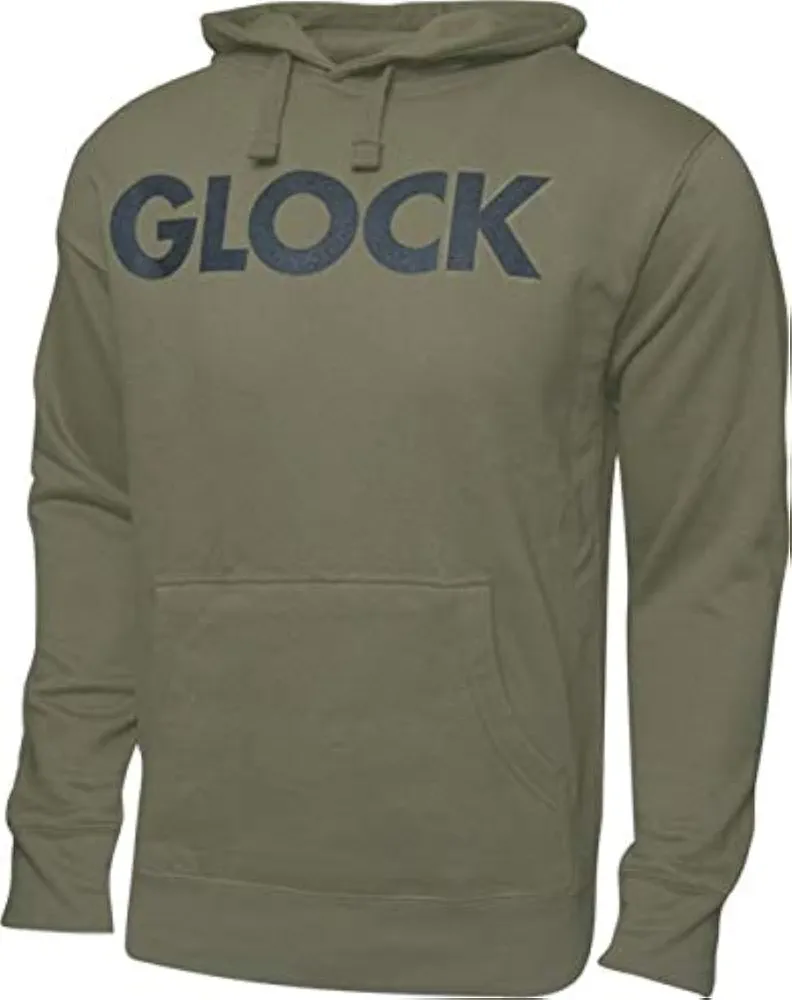 Glock Traditional Type Font Hoodie, Olive Green, Medium