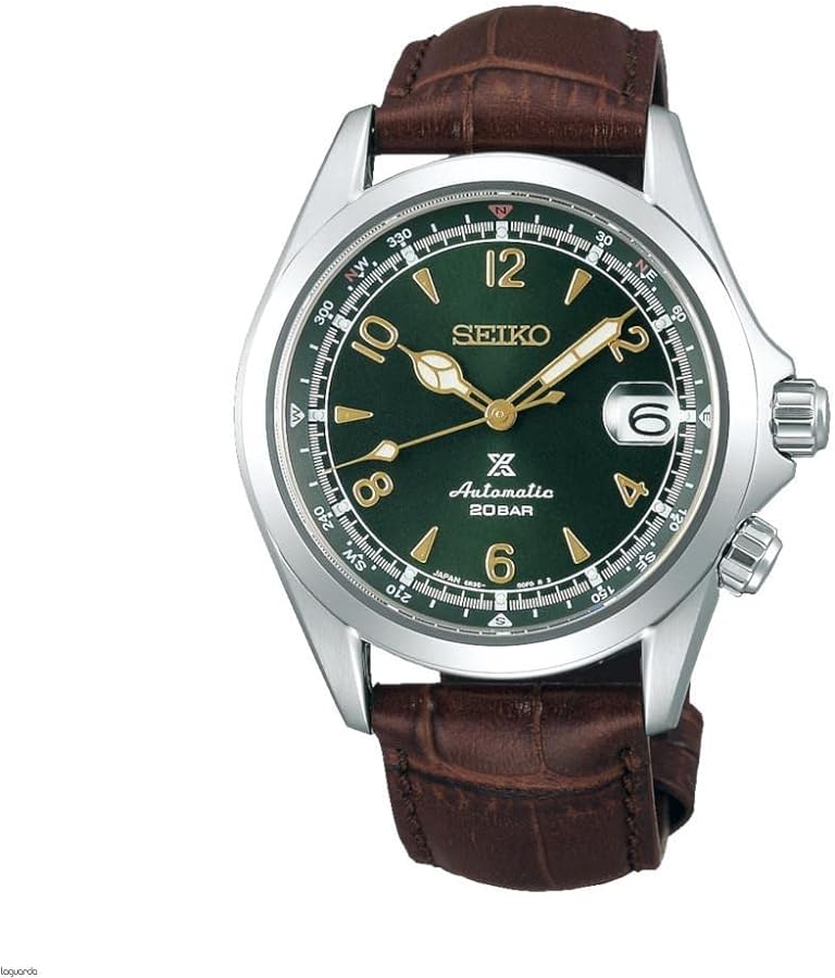 Seiko Prospex"Alpinist" Compass Green Dial Sapphire Glass Leather Watch SPB121J1