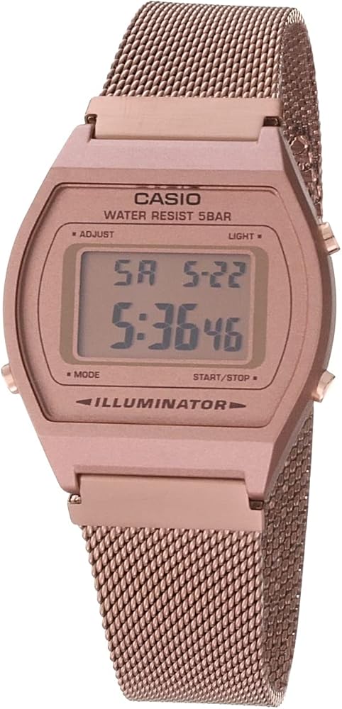 Casio B640WMR-5AV Men's Vintage Rose Gold Tone Stainless Steel Mesh Band Classic LCD Digital Watch