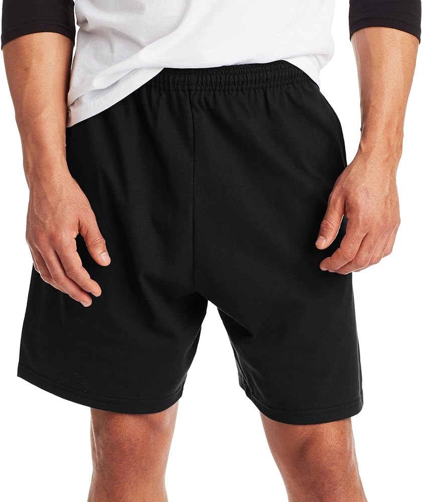 Hanes Men's Athletic Shorts, Favorite Cotton Jersey Shorts, Pull-On Knit Shorts with Pockets, Knit Gym Shorts, 7.5" Inseam