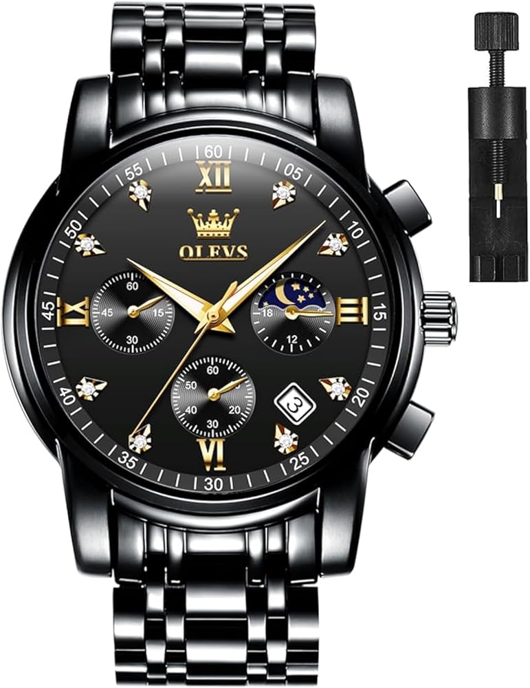 OLEVS Mens Watches Chronograph Business Dress Quartz Stainless Steel Waterproof Luminous Date Wrist Watch