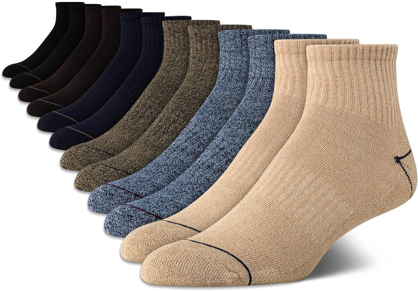 Nautica Mens Stretch Comfort Cushioned Athletic Quarter Socks With Moisture Control (12 Pack)