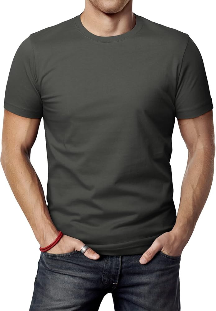 H2H Mens Casual Slim Fit Short Sleeve T-Shirts Soft Lightweight V-Neck/Crew-Neck Size XS to 3XL