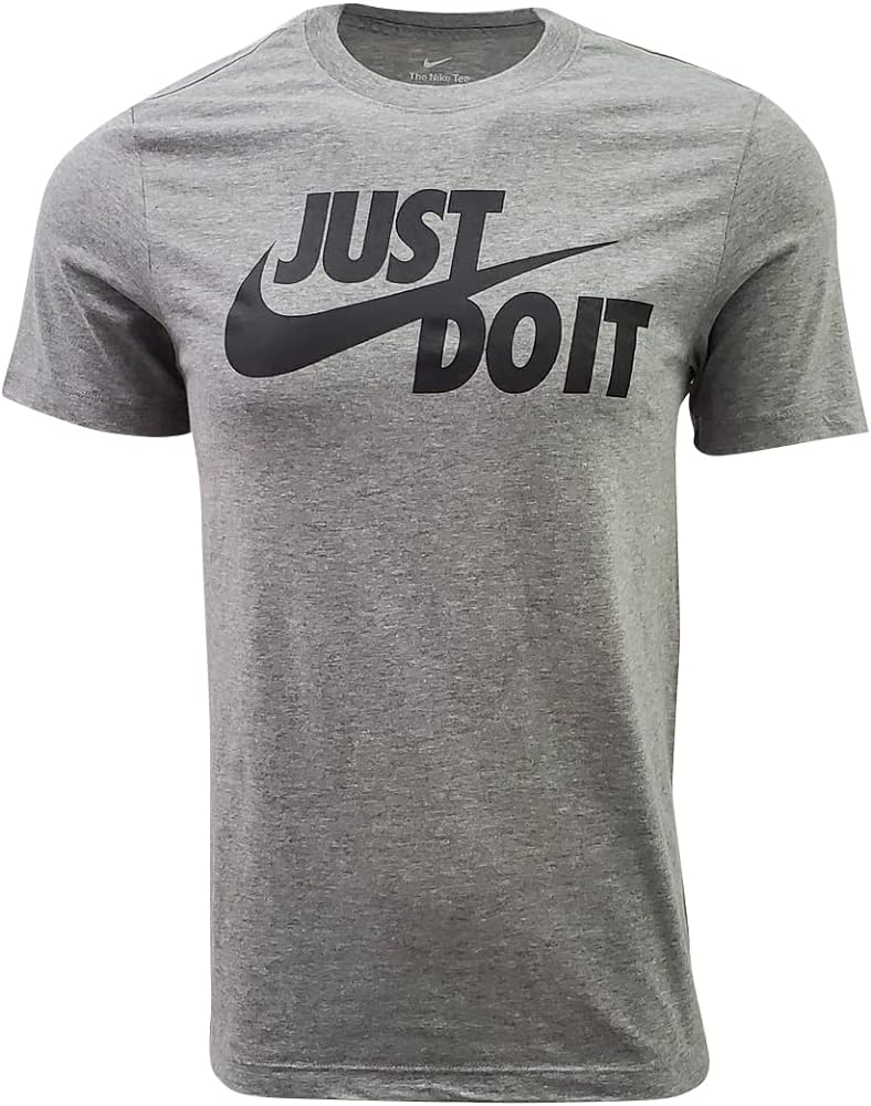 Nike Men's Sportswear Tee Just Do It Swoosh (Medium, Grey Heather/Black)