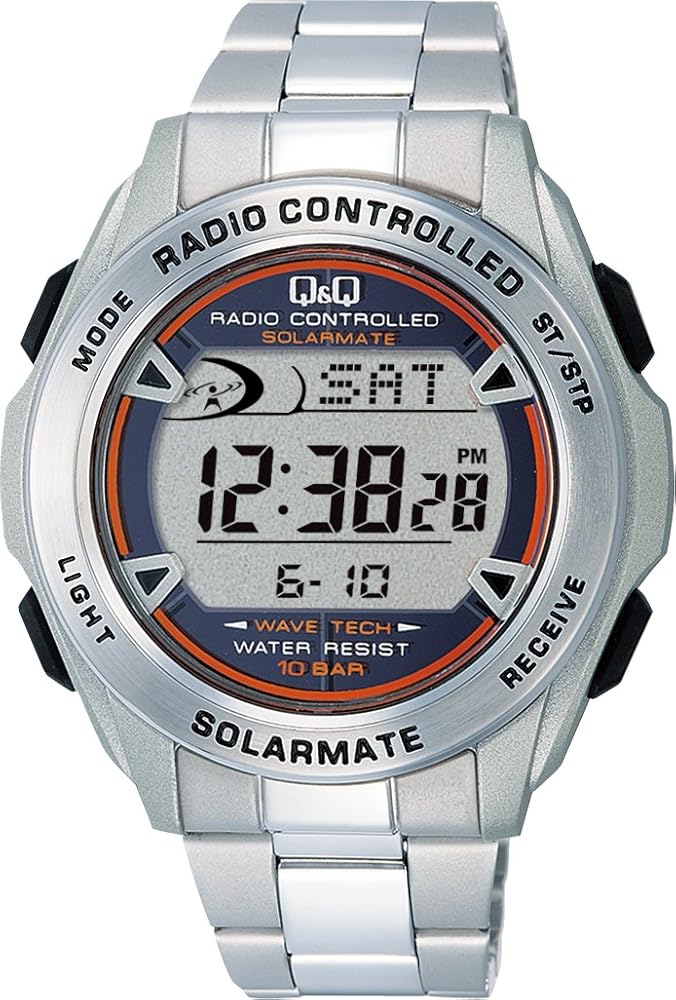 SOLARMATE watch CITIZEN Q & Q Chronograph Solar Digital Radio (Solar Mate) Silver MHS7-200 Men's 10 water pressure