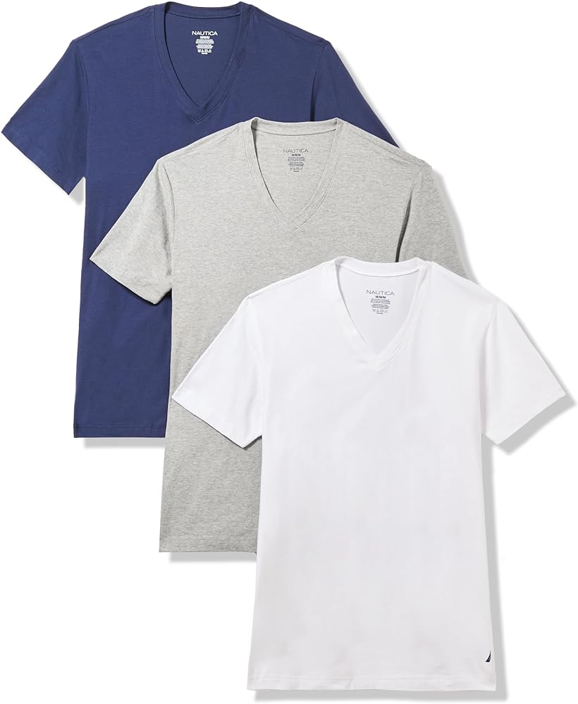 Nautica Men's 3-Pack Cotton Stretch V-Neck T-Shirt