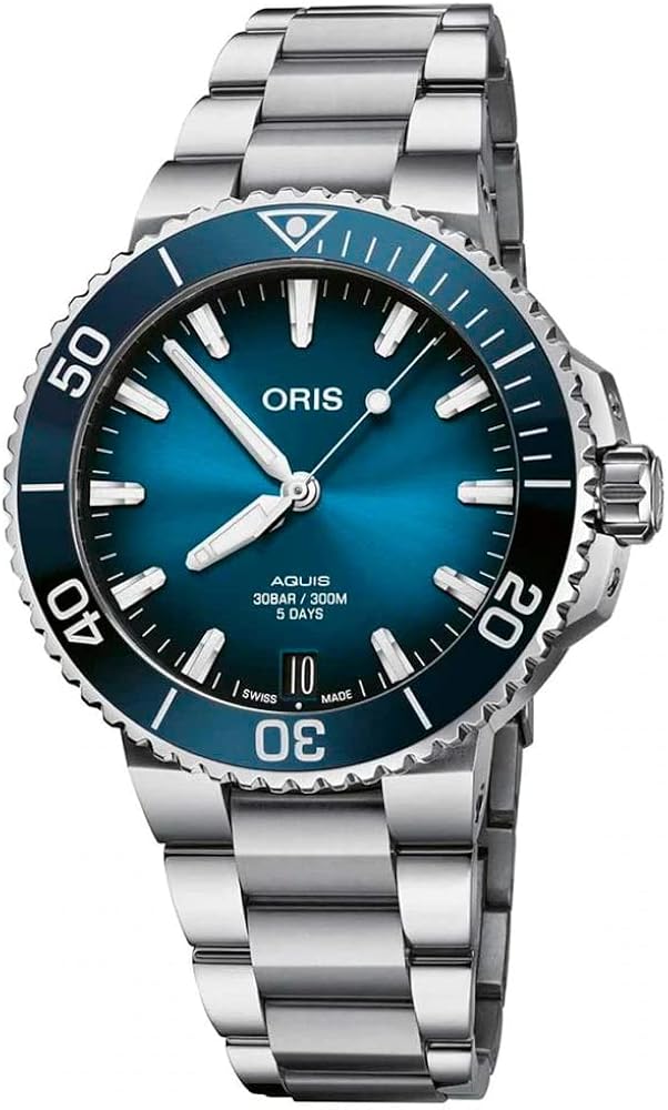 Strap Oris Aquis Date, in House Calibre 400, Steel Watch, 41.5mm 01 400 7769 4135-07 8 22 09PEB, Blue Silver