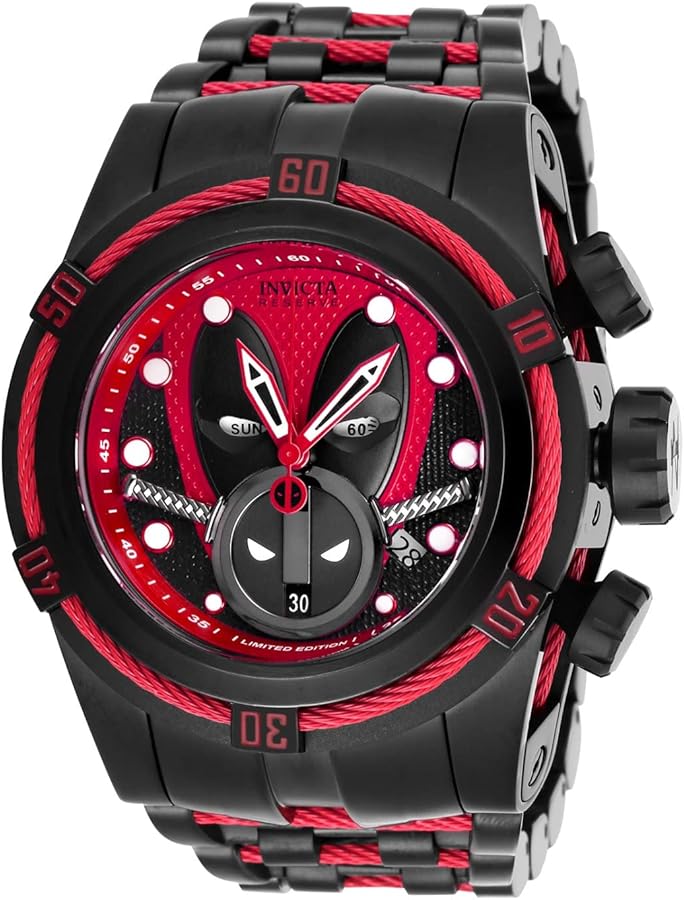 Invicta 27151 Reserve Men's 52mm Marvel Deadpool Bolt Zeus Limited Ed Swiss Ronda Z60 Chronograph Watch