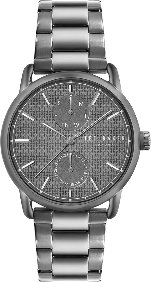 Ted Baker Gents Stainless Steel Dark Grey Bracelet Watch (Model: BKPOLS3049I)