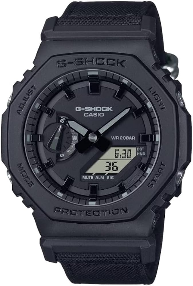 G-Shock Casio Analog-Digital Utility Carbon Core Guard Black Cloth Strap Watch 48.5mm - GA2100BCE-1A