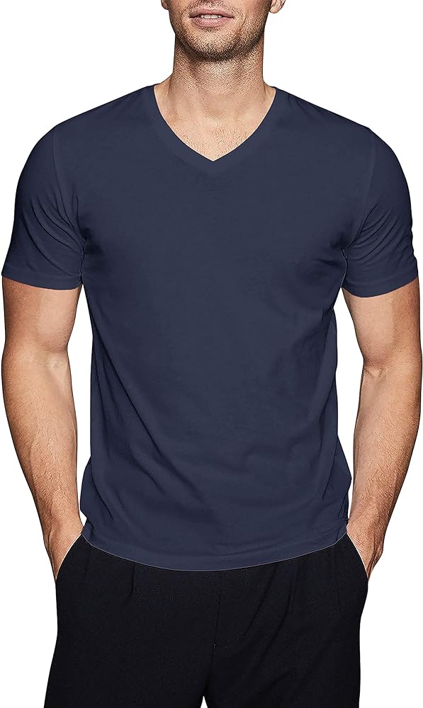 Hat and Beyond Mens Active V Neck T-Shirts Gym Workout Dance Slim Fit Shirts