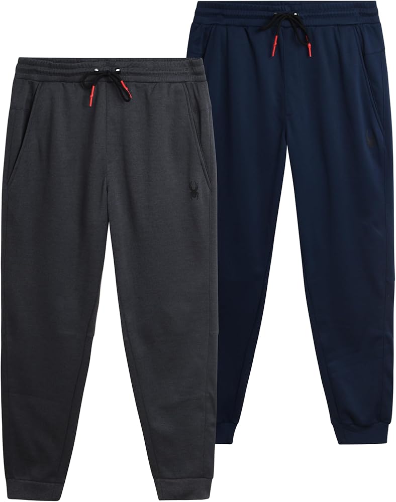 Spyder Men's Active Sweatpants - 2 Pack Performance Tech Fleece Jogger Pants (S-XL)