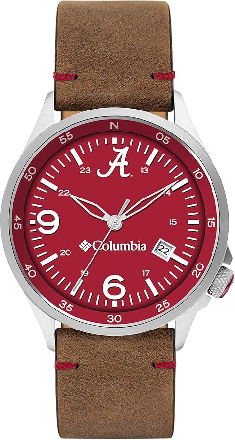 Columbia Canyon Ridge Alabama Crimson Tide Men's Watch with Saddles Color Leather Strap