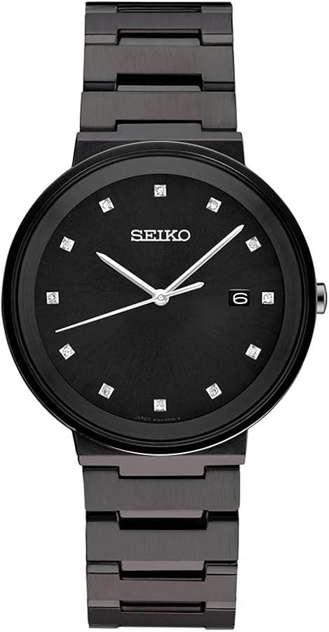 Seiko Mens Essential CONTEMP Black ION Finish Black DIAL