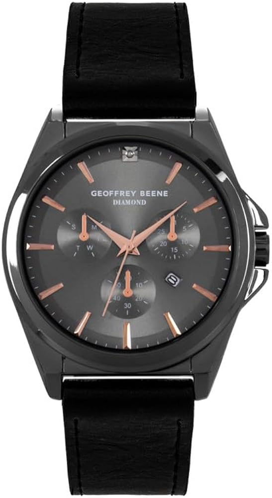 Geoffrey Beene Mens Watch - Elegant Leather Strap Quartz Movement Analog Watch for Men, Gift for Men, Formal or Business Casual Minimalist Wrist Watches 42mm