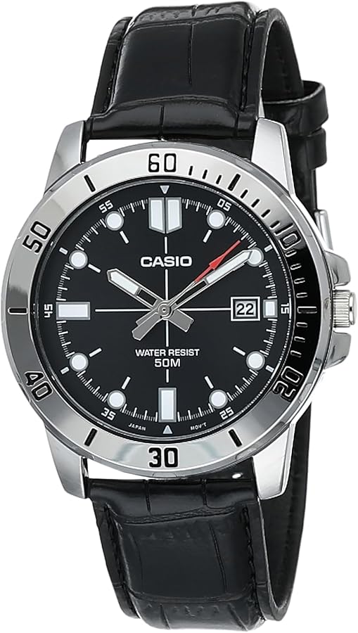 Casio MTP-VD01L-1EV Men's Enticer Stainless Steel Black Dial Casual Analog Sporty Watch