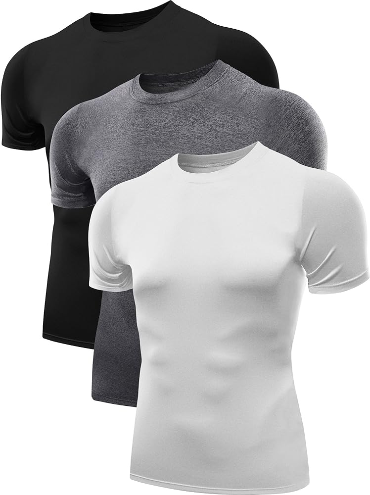 NELEUS Men's 3 Pack Athletic Compression Base Layer Workout Shirt