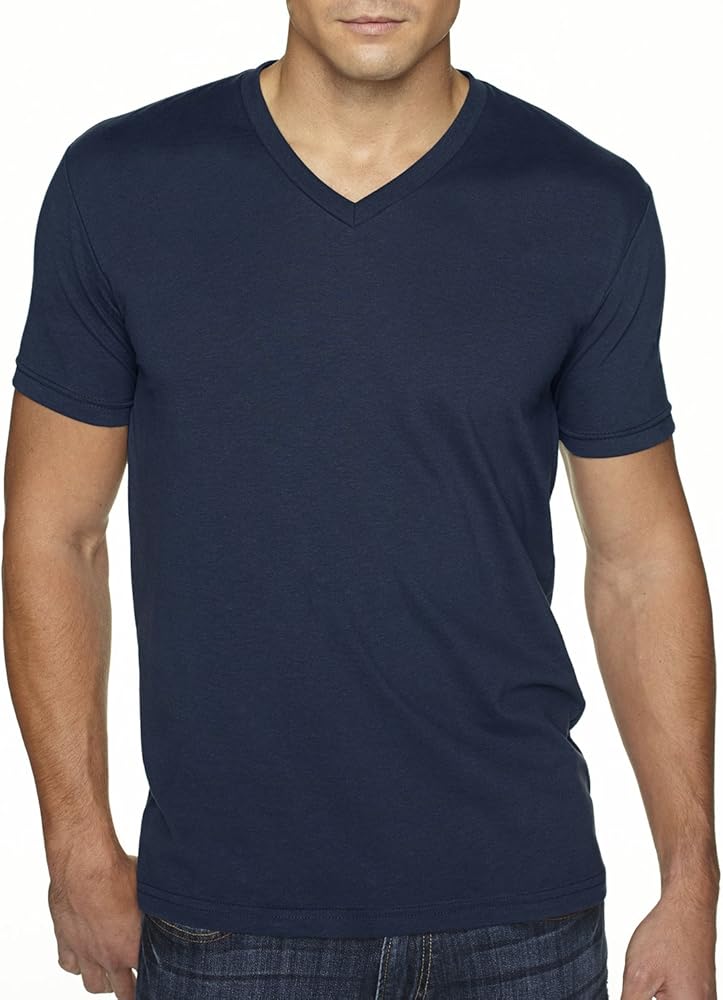 Next Level Men's Premium Sueded Short Sleeve V-Neck T-Shirt, XL, MIDNIGHT NAVY