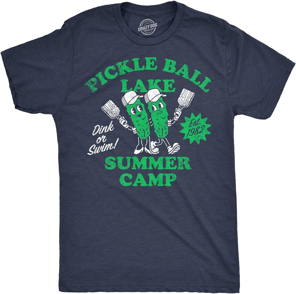 Mens Pickleball Lake Summer Camp T Shirt Funny Pickle Ball Lovers Joke Tee for Guys