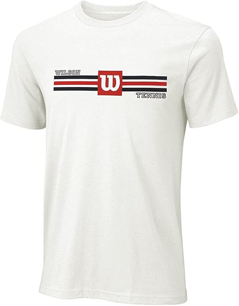 WILSON Men's Varsity Tennis T-Shirt (Small) White/Red/Black