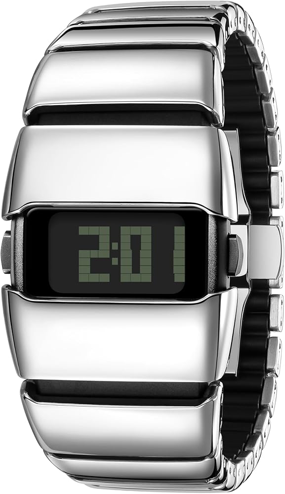 Unique Metal Wristwatch, Stainless Steel Men's Digital Watches,Y2K Watches for Men,30M Waterproof