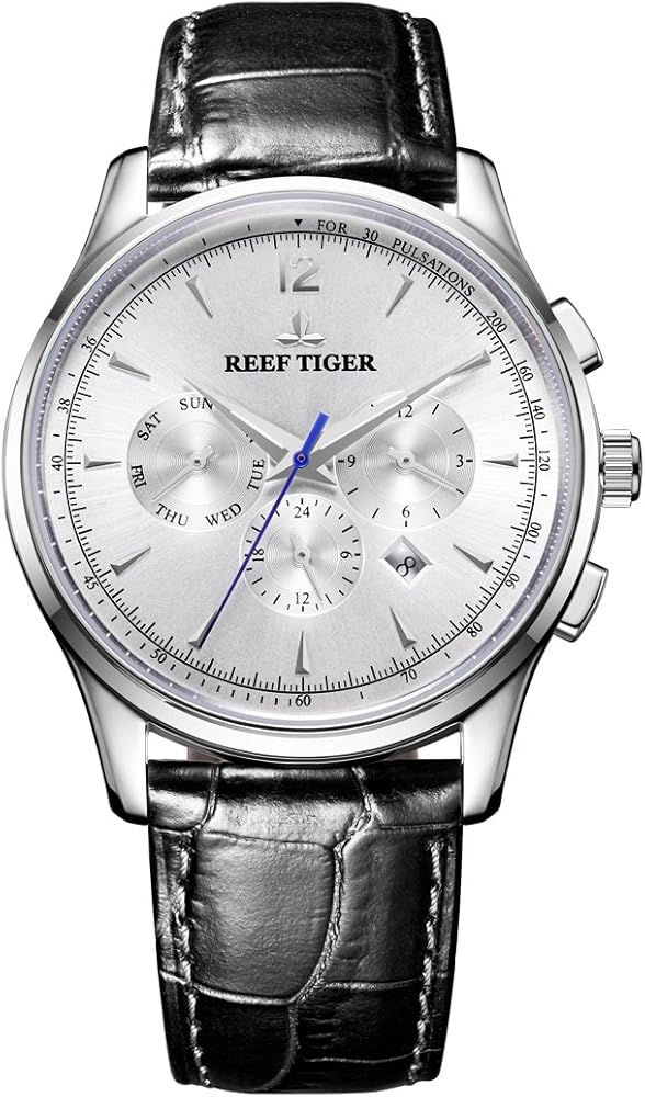 REEF TIGER Top Brand Dress Watches Mechanical Calfskin Strap Waterproof Mens Watches RGA1654