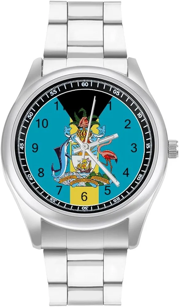 Bahamas Flag Classic Watches for Men Fashion Graphic Watch Easy to Read Gifts for Work Workout, style