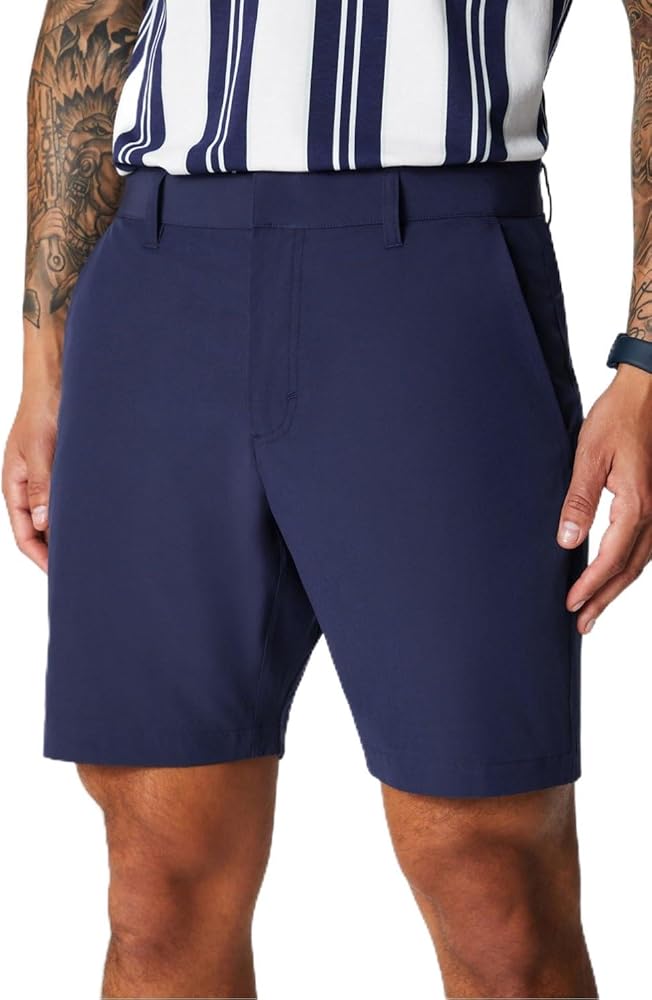 Fabletics Men's Only Short, Everyday Commuter, Lightweight, Liquid Resistant, Secure Pockets, 4-Way-Stretch, Streamlined Fit