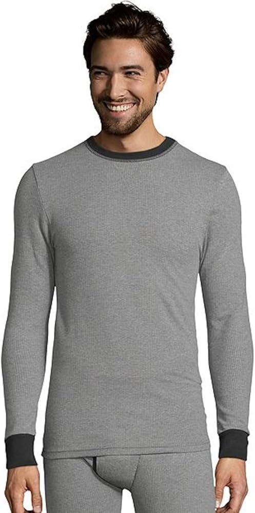 Hanes Mens Fusion Crew Neck Long Sleeve Cotton Thermal Shirt