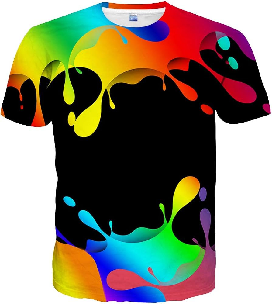 Hgvoetty Unisex 3D Print Shirts Colorful Space Graphic Tees for Men Women Teens